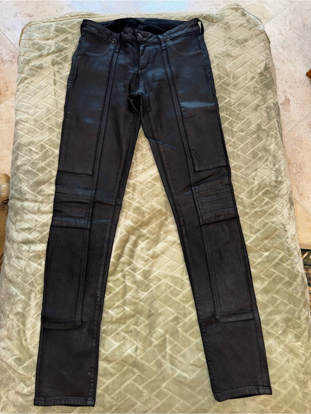 Citizens of Humanity Black Coated Moto Skinny Jeans Women’s 28 Leather Look